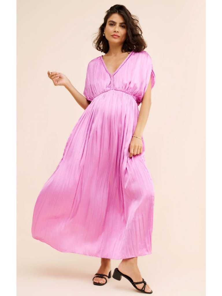 Hatch Maternity Winslet Pleated Maxi Dress Purple Size 4 Xl $328 [Jb]
